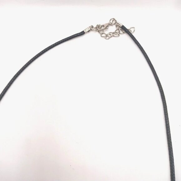 Black + Rhinestone Cross On Black Cord Choker Necklace 17" - Picture 7 of 10